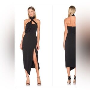MISHA COLLECTION Black Asymmetrical Dress